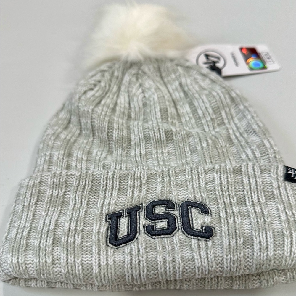 USC Kids' Gray Knit Beanie with Pom